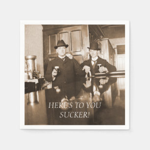 BACHELOR PARTY 1890'S MEN BEER HERE'S 2 YOU SUCKER NAPKIN