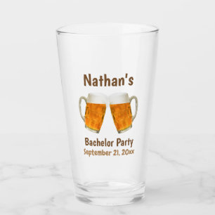 Bachelor Party Beer Cheers Groom Groomsmen Custom Glass
