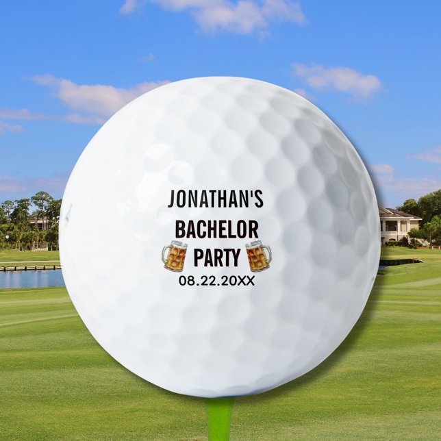 Bachelor Party Beer Mugs Name Date Golf Balls (Creator Uploaded)