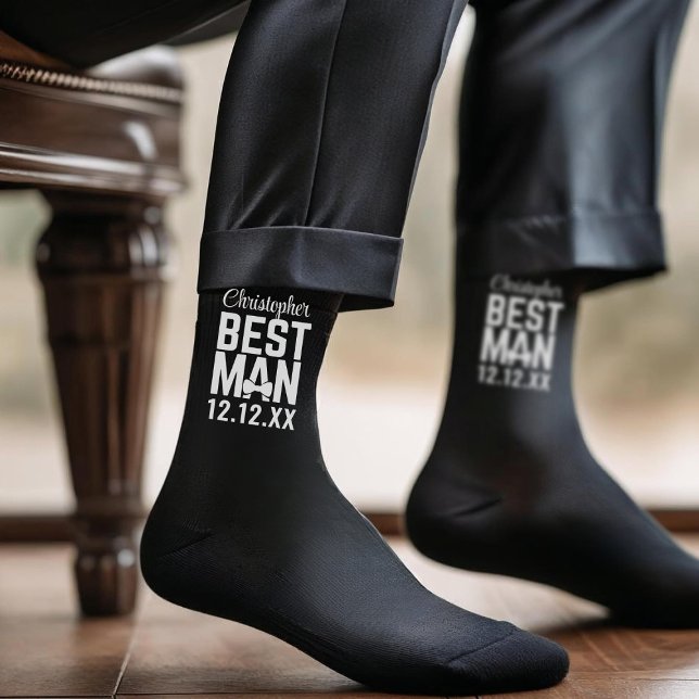 Bachelor Party Best Man Wedding Socks (Best Man Socks for your Best Man. Add his name and your wedding date!)