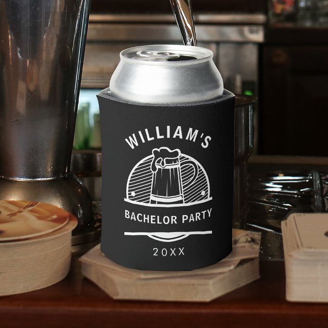 Bachelor Party Black and White Beers Can Cooler (Creator Uploaded)