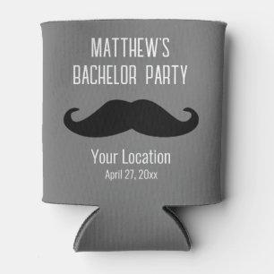 Bachelor Party Black Moustache Wedding Favour Can Cooler