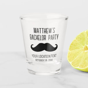 Bachelor Party Black Moustache Wedding Favour Shot Glass