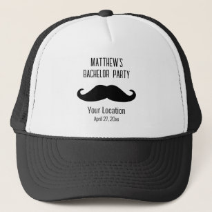 Bachelor Party Black Moustache Wedding Favour Trucker Hat