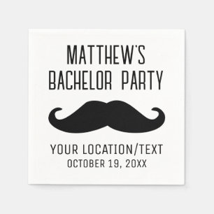 Bachelor Party Black Moustache Wedding Napkin