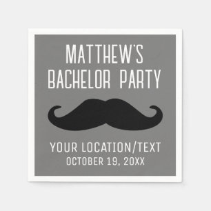 Bachelor Party Black Moustache Wedding Napkin