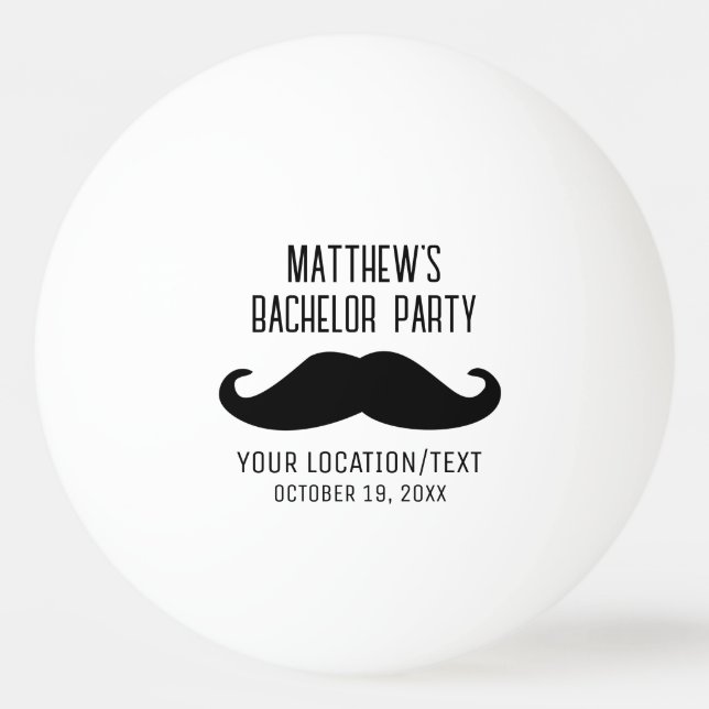 Bachelor Party Black Moustache Wedding Ping Pong Ball (Front)