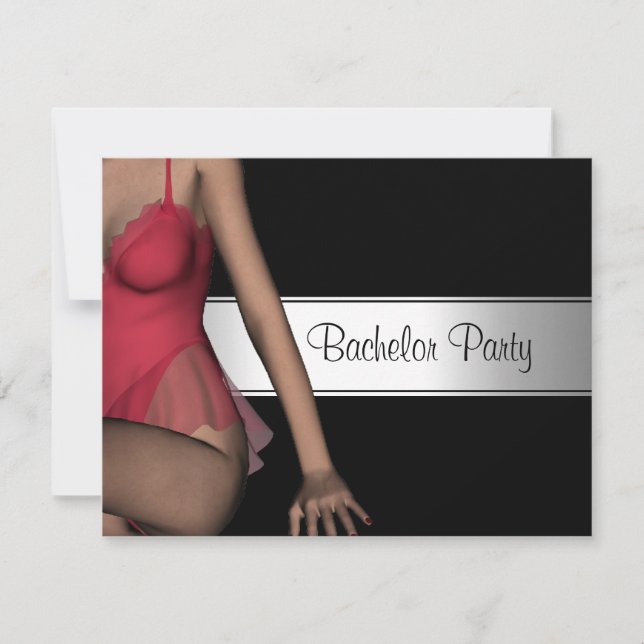 Bachelor Party Black Silver Girl Invitation (Front)