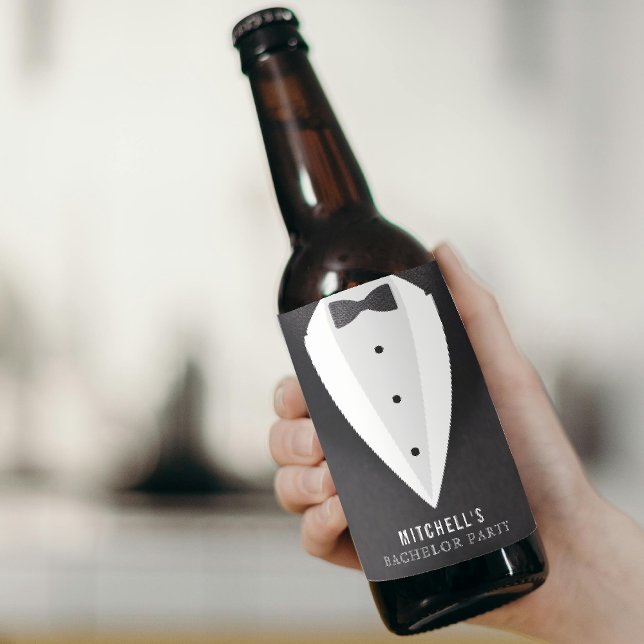Bachelor Party Black Suit & Bowtie Beer Bottle Label (Bachelor Party Black Suit & Bowtie Beer Bottle Label
)