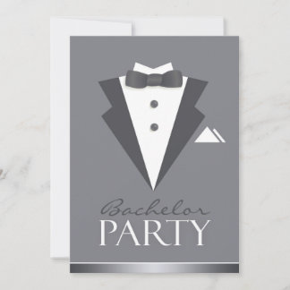 Bachelor Party Black Suit Flat Invitation