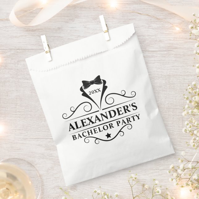 Bachelor Party Black Tie Favour Bags (Clipped)