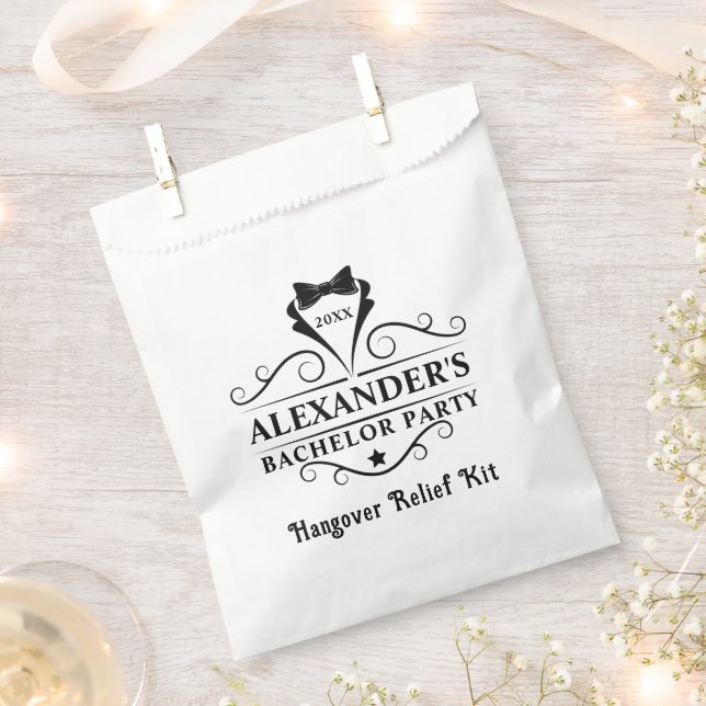 Bachelor Party Black Tie Hangover Favour Bags (Clipped)