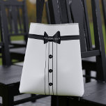 Bachelor Party Bow Tie Groomswoman Wedding Tote Bag<br><div class="desc">Inspired by the white dress shirts that you would wear with a tuxedo,  add the name of your Groomswoman and The Happy Couple's initials to this funny black and white tote bag. Makes a fun wedding gift for any member of the Wedding Party</div>
