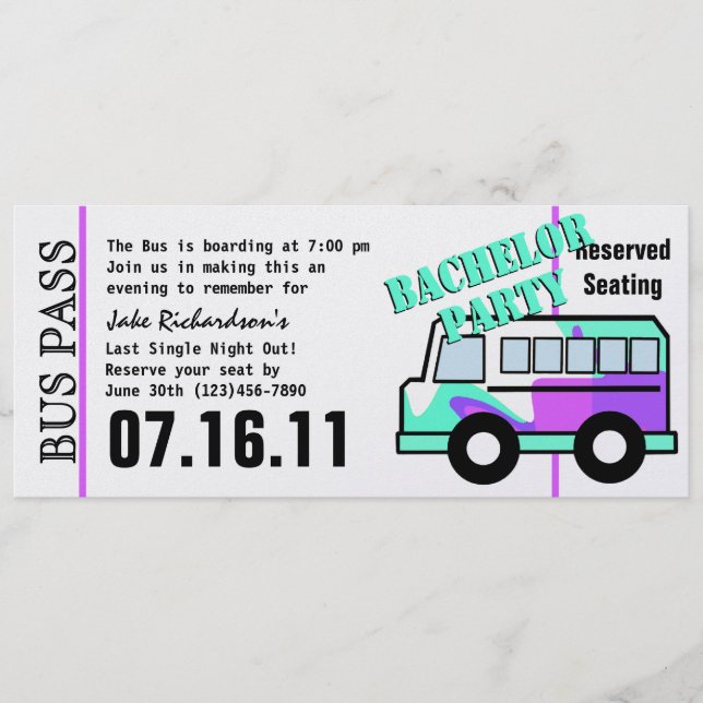 Bachelor Party Bus Pass Programme (Front)