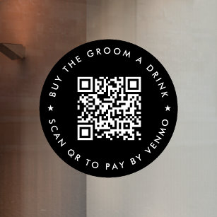Bachelor Party Buy The Groom A Drink QR Code Black Window Cling