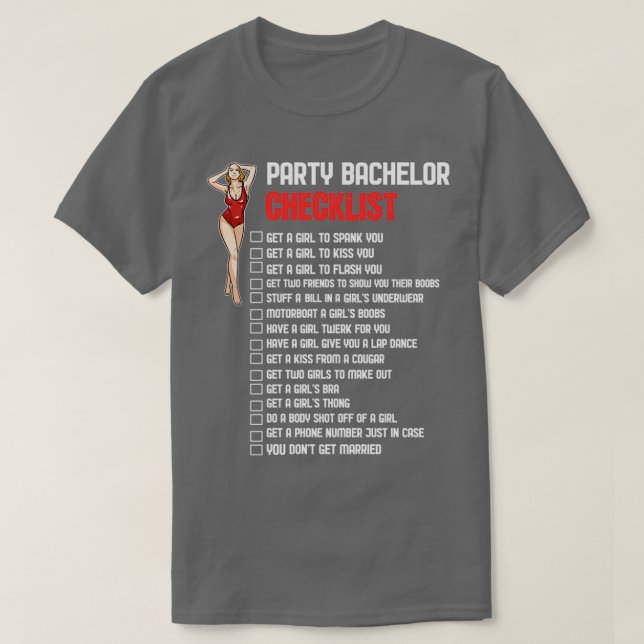 Bachelor Party Checklist 2 T-Shirt (Design Front)