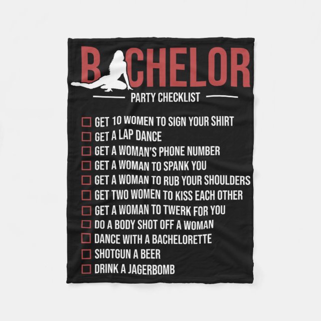 Bachelor Party Checklist Funny Groom Bachelor Part Fleece Blanket (Front)