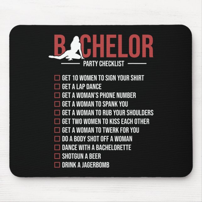 Bachelor Party Checklist Funny Groom Bachelor Part Mouse Mat (Front)