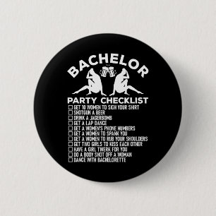 Bachelor Party Checklist Funny Groomsmen Groom Squ 6 Cm Round Badge