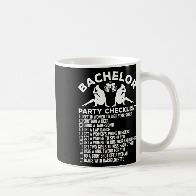 Bachelor Party Checklist Funny Groomsmen Groom Squ Coffee Mug (Right)