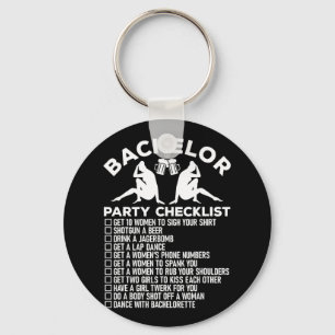 Bachelor Party Checklist Funny Groomsmen Groom Squ Key Ring