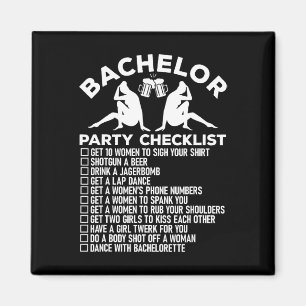 Bachelor Party Checklist Funny Groomsmen Groom Squ Magnet