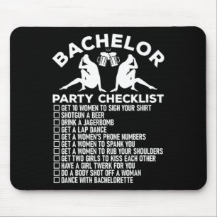 Bachelor Party Checklist Funny Groomsmen Groom Squ Mouse Mat