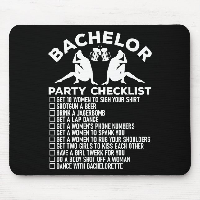 Bachelor Party Checklist Funny Groomsmen Groom Squ Mouse Mat (Front)
