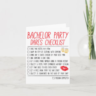 Bachelor Party Checklist Funny Wedding Groom  Card
