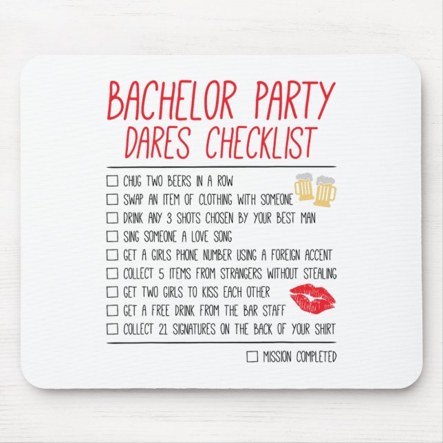 Bachelor Party Checklist Funny Wedding Groom  Mouse Mat (Front)