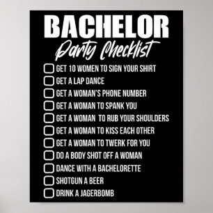 Bachelor Party Checklist Groom Groomsmen Stag Part Poster