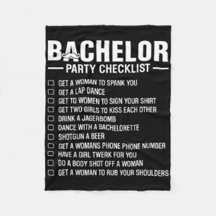Bachelor Party Checklist Grooms Stag Night Fun Dar Fleece Blanket