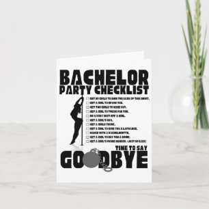 Bachelor Party Checklist Stag Groom Gag Men's Card