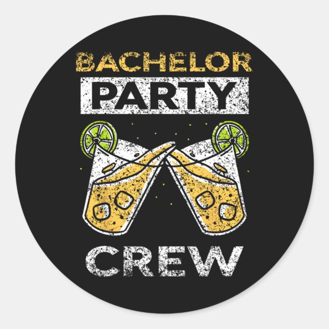 Bachelor Party Crew Bride Groom Team  Classic Round Sticker (Front)