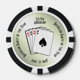 Bachelor Party Custom Memento Green Touch Poker Chips