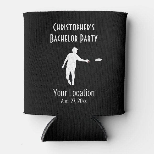 Bachelor Party Disc Golf Wedding Favour Can Cooler (Front)