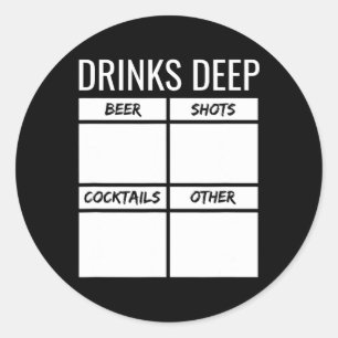 Bachelor Party Drinks Deep Drinking Tally Chart Be Classic Round Sticker