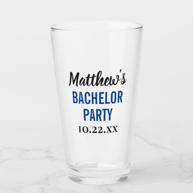 Bachelor Party Favour Modern Typography Beer Pint Glass (Front)