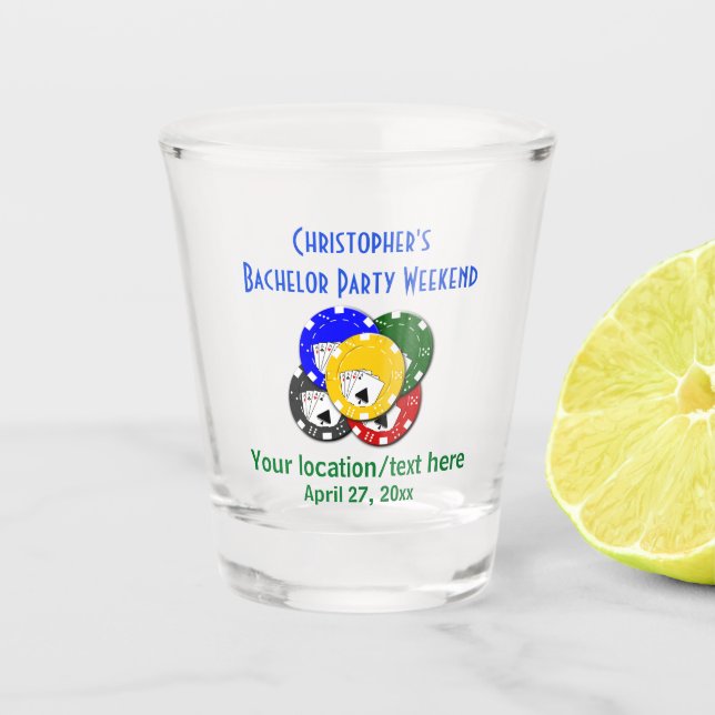 Bachelor Party Favour Poker Gambling Shot Glass (Front)