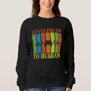 Bachelor Party Gamer Mens Levelling Up to Husband Sweatshirt