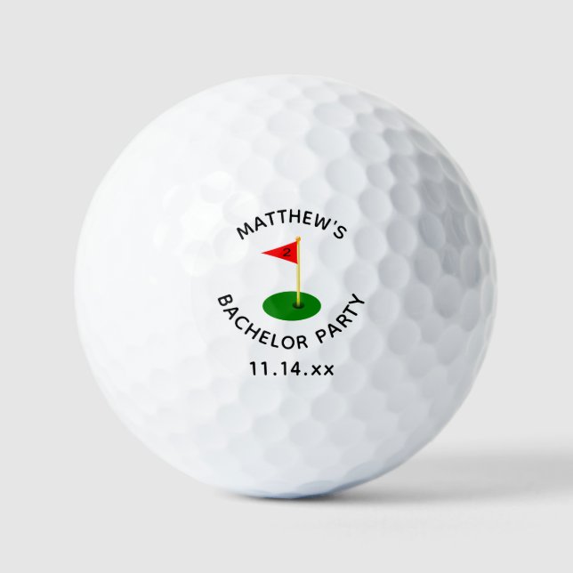 Bachelor Party Golfer Golf Hole Wedding Favour Golf Balls (Front)