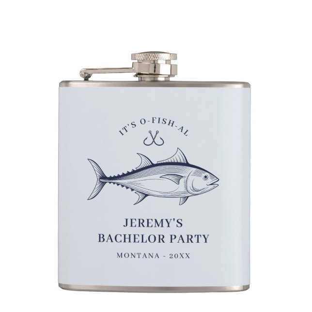 Bachelor Party Groom Fishing Party Hip Flask (Front)
