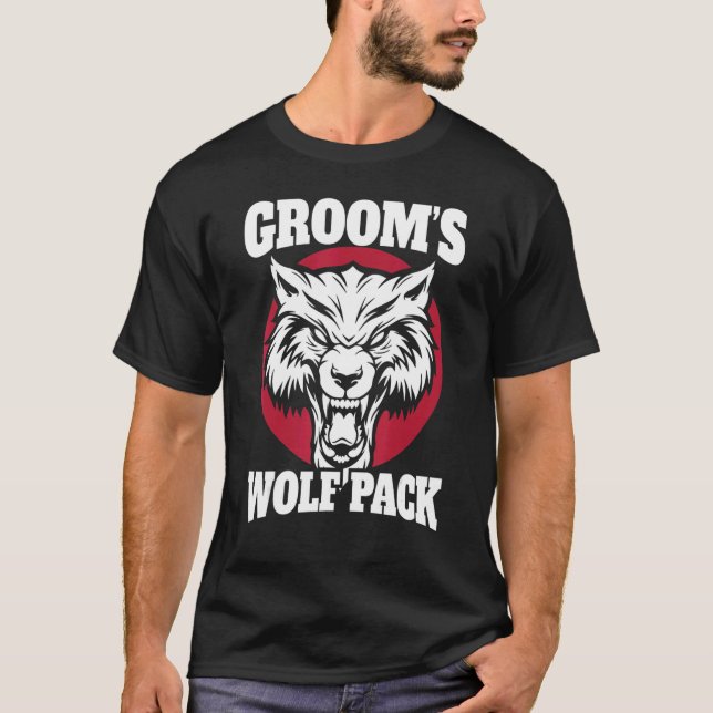 Bachelor Party Groom's Wolfpack Wedding Party Mens T-Shirt (Front)