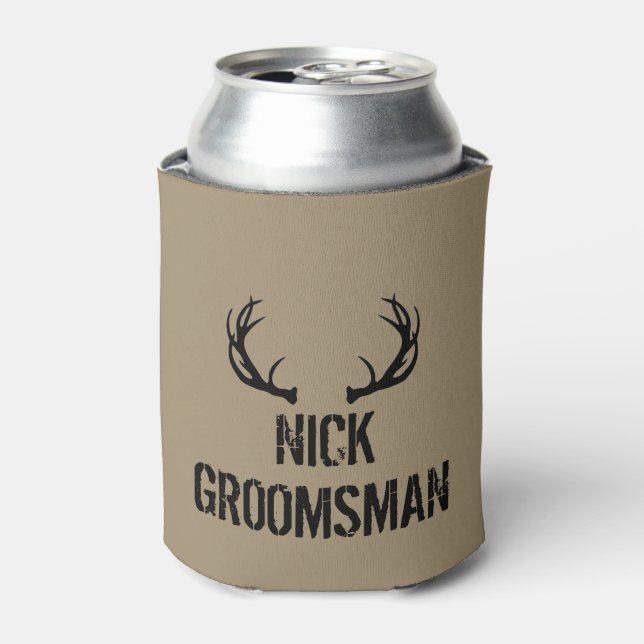 Bachelor Party Groomsman Antlers Beer Can cooler (Can Front)