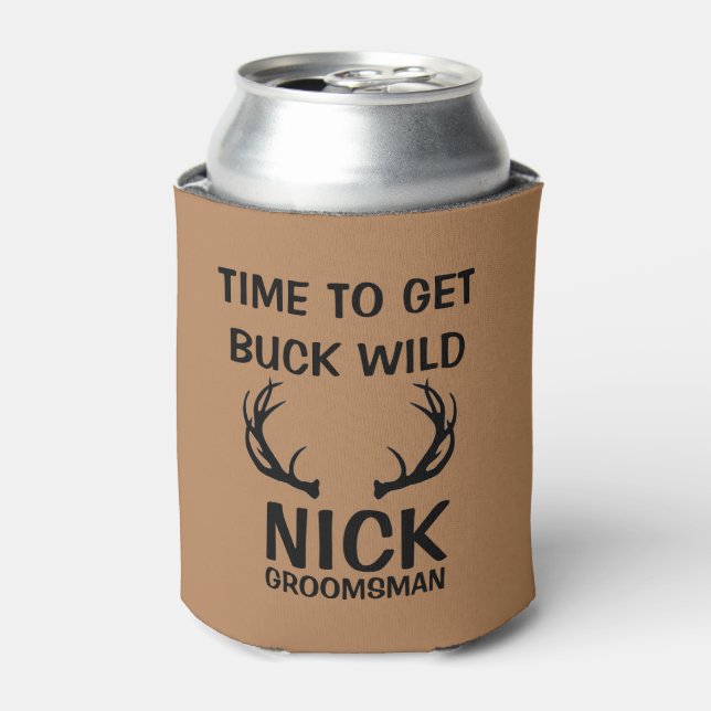 Bachelor Party Groomsman Antlers BUCK WILD COOLER (Can Front)