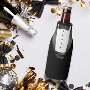 Bachelor Party Groomsman Team Groom black tuxedo Bottle Cooler