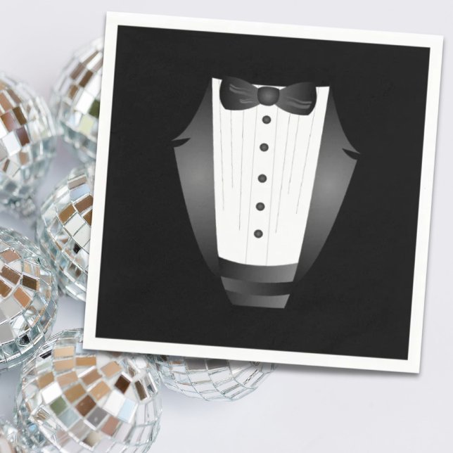Bachelor Party Groomsman Team Groom black tuxedo Napkin (Bachelor Party Groomsman Team Groom black tuxedo Paper Napkins)