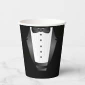 Bachelor Party Groomsman Team Groom black tuxedo Paper Cups (Front)
