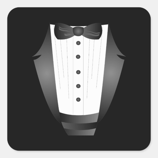 Bachelor Party Groomsman Team Groom black tuxedo Square Sticker (Front)