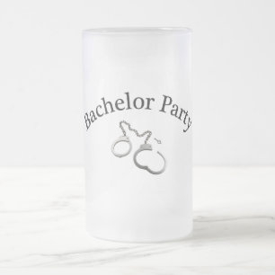 Bachelor Party (Handcuffs) Frosted Glass Beer Mug